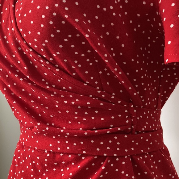 Wrap-Around Red Polka Dot Dress - Picture 5 of 11